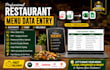 do restaurant menu data entry, PDF to excel, and menu