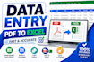 do microsoft excel data entry, formulas, formatting, dashboards and charts