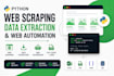 python web scraping, data extraction, and web automation