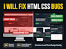 fix html css javascript bugs and responsive web layout issues