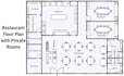 design restaurant floor plan, commercial kitchen, seating layout, and 3d render