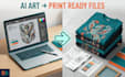 fix and convert your ai generated tshirt design into print ready art