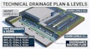 create a detailed technical drainage layout, surface and exceedance flow route