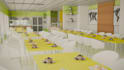 design realistic 3d school canteen and cafeteria interior