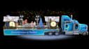 visualize 3d christmas parade float, holiday truck caravan,festive truck display