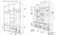 draw interior elevations, wardrobe, TV unit, bedroom, and office plans