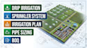 create drip irrigation, sprinkler system, irrigation plan, pipe sizing and boq