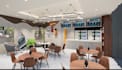 3d commercial space design,coffee lounge interior layout render, cafe restaurant
