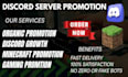 promote discord server, minecraft promotion, fivem game, rust, dayz ads
