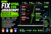 fix HTML CSS javascript bugs, errors and responsive issues