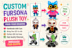 create custom plush toy from drawing, handmade character