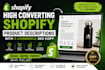 write high converting shopify product descriptions with e commerce SEO copy