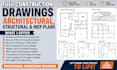 draw stamp full construction drawing with architectural, structural and mep plan