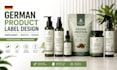 design german product label, supplement label, bottle and pouch packaging design