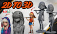 convert 2d image to 3d model figurine character sculpt anime stl file printing