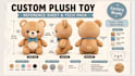 create a custom plush toy tech pack and reference sheet for manufacturers