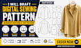 draft digital sewing pattern, garment pattern and PDF pattern