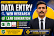 do real estate lead generation, web research and data entry