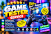 console game tester, indie playtest, gameplay bug hunter, game QA analyst, beta