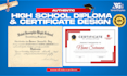 do diploma design, ged certificate, high school transcript, custom certificate