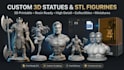 create custom 3d statue, stl figurineand 3d printable model