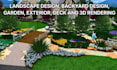 do landscape design, backyard design, garden, exterior, deck and 3d rendering