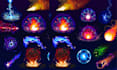 create high quality pixel visual effect, spell animation, 2d pixel art vfx, icon