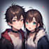 anime couple character art anime style