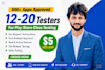 provide 12 testers 20 testers 12 app testers mobile app 12 testers google