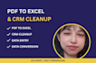 convert pdf to excel and clean your CRM data