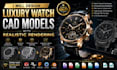 design luxury watch cad models technical drawing with realistic rendering