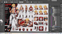 anime style character design sheets with turnaround, expression, outfit design
