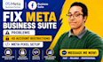 fix meta business suite problems, ad account restrictions and meta pixel setup