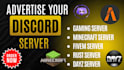 minecraft server promotion, fivem server ads, day rust discord server promotion
