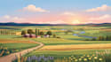 illustrate beautiful flat landscape illustration art