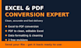convert excel to PDF and PDF to clean, editable excel