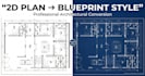 edit architectural photos to blueprint drawing style