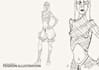 create a black and white fashion sketch
