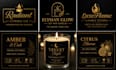 design luxury candle label,  candle logo and candle packaging