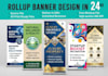 design professional roll up banner, pull up banner