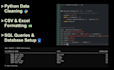 process python data, CSV files, and sql tasks