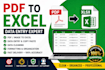 convert PDF, scanned images and documents into excel