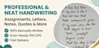 write beautiful cursive handwriting and notes for you
