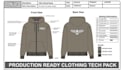 create production ready fashion clothing, apparel tech pack with flat sketch