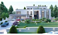 design modern duplex house facade exterior elevation realistic 3d rendering