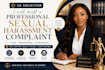 be your UK solicitor, draft sexual harassment complaint