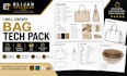 create bag tech pack, handbag design, technical drawing, cad, spec sheet files