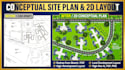draw conceptual site plan, 2d plot plan, and redraw site plan