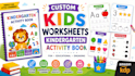 create custom kids worksheets kindergarten activity book, workbook, amazon kdp