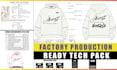 create a hoodie tech pack and technical flat sketch